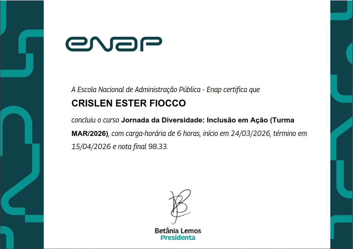 Certificado Jornada da Diversidade Crislen